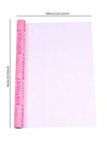 1 rolă de hârtie de împachetat roz pentru ziua de naștere, design cu inscripții "La mulți ani" cu linii de tăiere pe verso, hârtie de împachetat cadou pentru fete, petrecere pentru fete