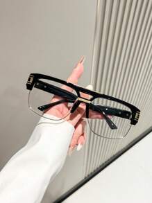 1 副复古双鼻梁蒸汽朋克风格超大眼镜，独特欧美设计飞行员造型女士时尚眼镜