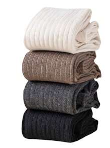 1/4 pary damskich skarpetek za kolano, w jednolitym kolorze, cienkich i długich, wygodnych, z wysokim łączeniem rurek, uniwersalnych, czarno-białych, Y2K