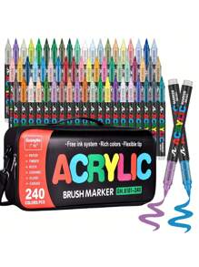 GuangNa Set di 168 marcatori acrilici liquidi diritti - inchiostro ad alta capacità, colore uniforme, impilabile, punta morbida, forniture per ufficio, pittura artistica, per pittura di fai da te su roccia, legno, plastica, tessuti. Adatto per pittura artistica professionale. Confezione regalo bella e adatta come regalo.
