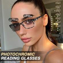 1副时尚商务变色老花镜，镜片具有光敏变色功能，舒适的弹簧铰链镜框，经典商务休闲变色老花镜，男女皆宜 - 蒙特內哥羅 - 查看 5