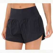Women's High Waisted Running Shorts With Liner Quick Dry Athletic Workout Shorts With Zipper Pockets Yoga Lounge Active Workout Running Shorts Comfy Casual, Birthday/Holiday Gifts - 黑色 - 查看 6