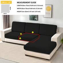 1pc Jacquard Sofa Seat Cushion Cover, Chair Cover Sofa Slipcovers, Stretch Washable Removable Slipcover, Polar Fleece Sofa Protector - Black - View 7
