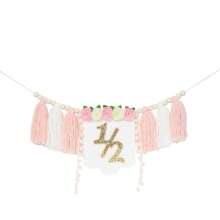 1pc/2pcs Baby 6 Months Birthday Party Decor | Handmade Wooden Bead Tassel Garland | Cute Floral Goose Birthday Hat | 1/2 Year Old Baby Girl Birthday Photo Props | Boho Style Party Decorations