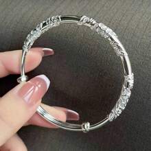 Uma elegante pulseira floral de prata 925, adequada para mulheres, estilo vintage, escolha ideal para trajes casuais e férias, presente perfeito para o Dia dos Namorados