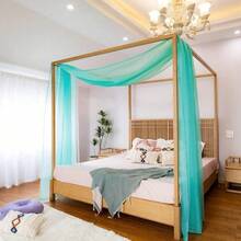 White Canopy Bed Scarf For Queen & Full Bed, Luxury Queen Canopy Bed Curtains, White Canopy Bed Drapes, Four Post Bed Canopy Drapes, Sheer Bed Canopy Scarf 1 PC 52X228 Bed Tulle Canopy - Turquoise - View 2