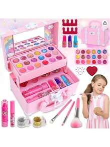 Ensemble de jouets de maquillage miniature pour filles, sac à main de représentation pour enfants, jouet de rôle de princesse, sac de cosmétiques de princesse portable, ensemble de jouets de maquillage convenant aux filles, très beau cadeau d'anniversaire pour les filles (certaines pièces sont envoyées au hasard)