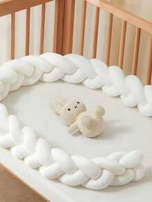 1件婴儿床针织麻花长垫护栏保险杠软垫防撞杆婴儿床装饰套