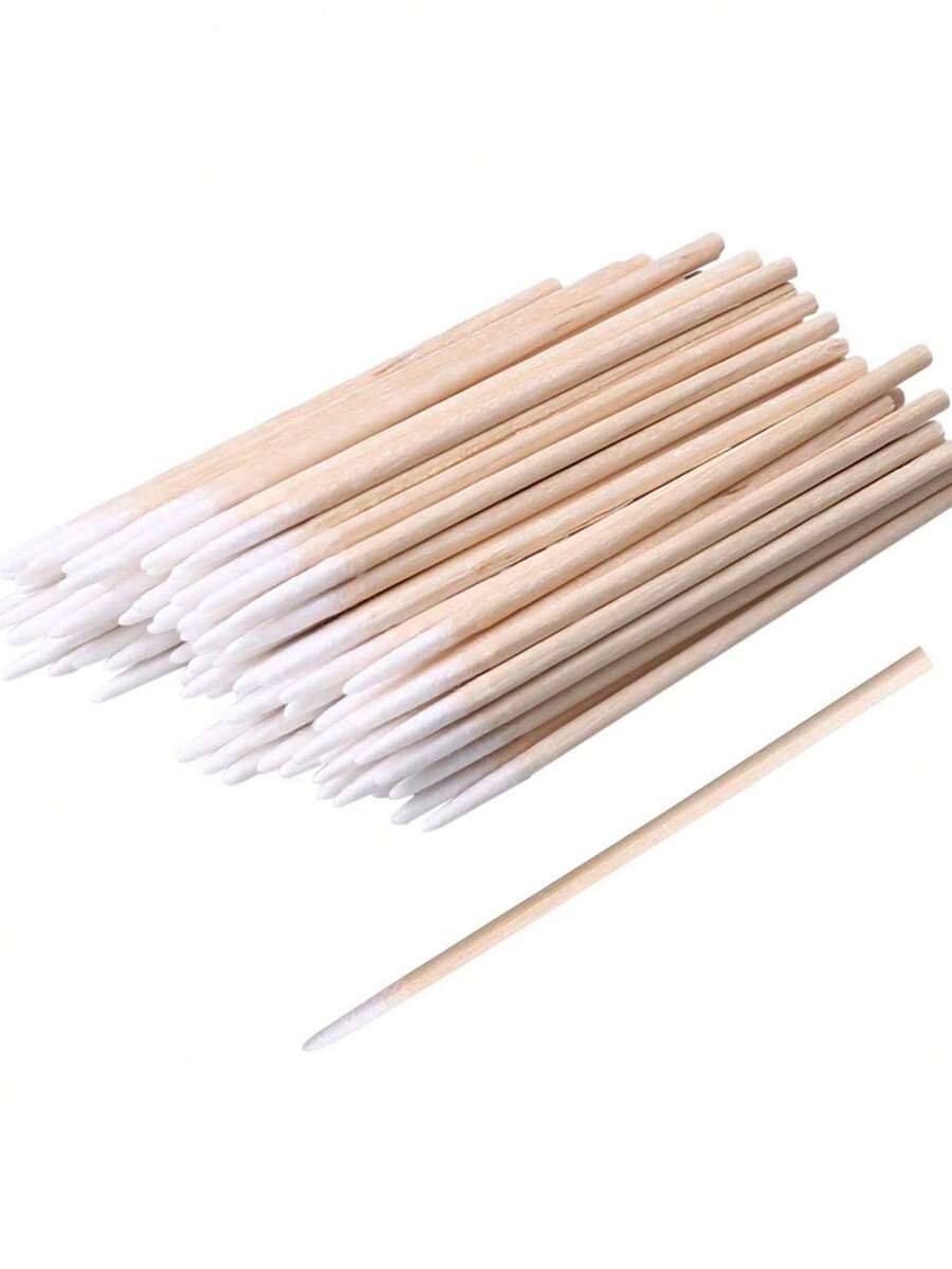 100pcs Ultra-Fine Disposable Nail Cleaning Sticks With Sharp Tip For Precision - Pack Of Small-Tip Wooden Toothpick-Style Sticks For Nail Care