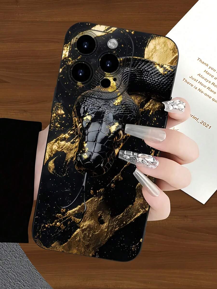 Astronaut1pc 黑色大蟒蛇纹 TPU 保护手机壳，适用于 Apple 16、15、14、13、12、11 Pro Max 及系列