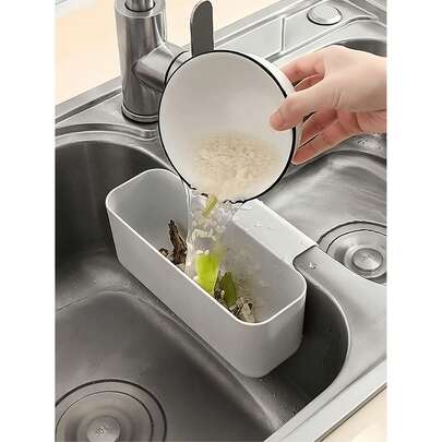 1pc Kitchen Sink Drain Basket, Multi-Function Card Slot Kitchen Sink Strainer, Food And Vegetable Washing Drain Basket, Convenient For Placing Sponges/Dishcloths, Quickly Filter Leftovers To Prevent Rotting And Stinking