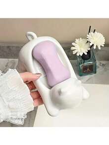 1 buc. Săpunieră cu auto-drenaj, creativă, alb lăptos, cu design drăguț de pisică desenată, soluție practică și atrăgătoare de depozitare în baie, cu săpunieră cu design cascadă, facilitând curățarea, accesorii de baie, ustensile de baie - Multicolor - Vizualizare 4