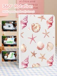 Shells & Sea Snails 720° 可旋转 iPad 保护壳，兼容 iPad Air 11 英寸 (M2)-2024/2025，支持横竖方向。适用于 iPad Mini4567、iPad 10.2 英寸，保护壳支持多种角度，内置松紧带可在旅行途中安全闭合平板电脑。 - 粉色 - 查看 1