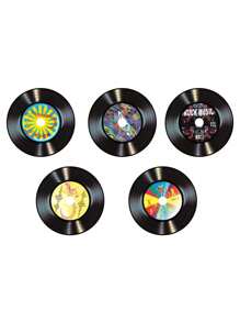 30pcs 5.5 Inch 1950s Random Rock Music Party Decor Paper Cut-Outs, Colorful Hollow Wall Decoration Suitable For 1950s Themed Party, Music Party Supplies (Record Wall Decor)