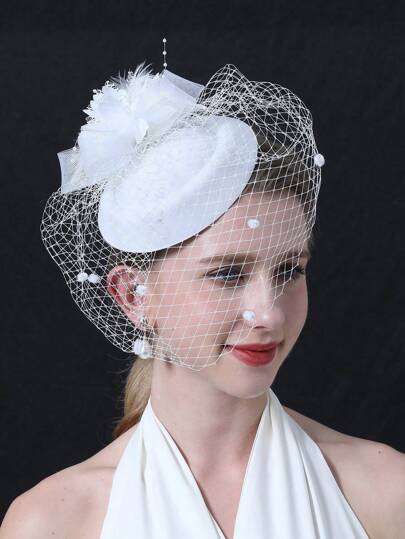 1pc Women Floral Mesh Fascinator Headband, Elegant For Tea Party, Kentucky Derby, Wedding