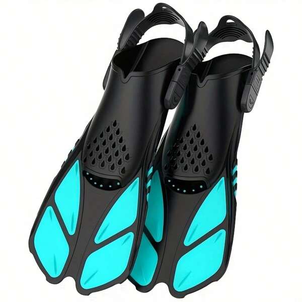 1 Pair Adjustable Buckle Scuba Diving & Swimming Flippers, Open Toe Design, Short Distance Swimming Fins, Suitable For Male And Female