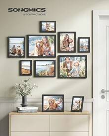 Marcos de Collage de Fotos, Juego de 10, Dos de 23.6 x 28.6, Cuatro de 16 x 21.1, Cuatro de 13.4 x 18.5, Negro Tinta MRPF10B ​ - Tinta Negra - Ver 4