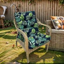 Back Chair Cushion Waterproof Polyester Rocking Chair Cushion With Non-Slip Ties Anti-Fading Deep Seat Chair Cushions, Outdoor Dining Chair Cushion For Patio Cushion Furniture