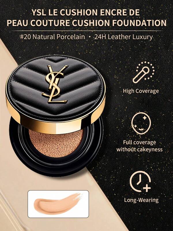 Yves Saint Laurent Yves  LE CUSHION ENCRE DE PEAU SPF 23 / PA++#20 CN 14g Long-Wearing,High Coverage,Full Coverage Without Cakeyness,Graduation Birthday Holiday Summer Fall Autumn Y2K Fancy Fashion Women Makeup Cosmetic Party Beach Travel Camping Outdoors School Campus Trip Festivals Decor Gift Present Cosplay Best Color Charm Vibe