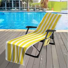 1pc Summer Striped Beach Chair Cover - Quick Dry Microfiber, Foldable Into A Tote Bag With Pockets, Ideal For Pool, Travel & Vacation, Machine Washable, Beach Chair Cover - Multicolor 1 - View 17