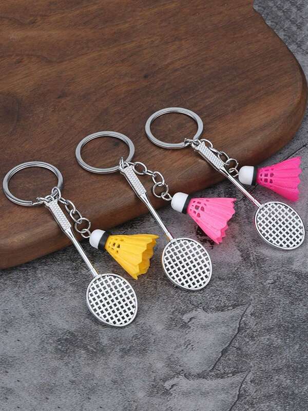1 pieza Llavero de bádminton y tenis, recuerdo deportivo, llavero, accesorios de coche, accesorios lindos góticos y Y2K para bolsos, cordones con portaidentificaciones, accesorios de coche, dijes de bolso, regalo de Navidad