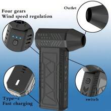 Electric Air Duster,Turbo Jet Fan,Violent Turbine Fan-Portable,Rechargeable Lithium Battery, Ideal For Camping, Outdoor Activities, Compressed Air Duster Cordless Dust Blower Air Blower For Computer Keyboard,Outdoors,Car,Home