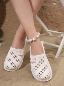 Cute Cartoon Flower Thick Sole Anti-Slip Soft Bottom Slippers, Suitable For Bathroom, Shower, Beach - Beige - View 5