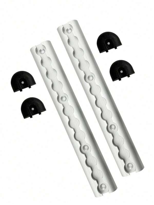 2 Stück 30cm silber/schwarz eloxierte halbkreisförmige Logistik-Luft-Fracht Zurrgurtpunkt Aluminium L-Schiene mit Kunststoff-Endkappe kompatibel mit Einzelstift-Befestigung für Wohnmobile, Geländewagen, Transporter, Lkw-Auflieger