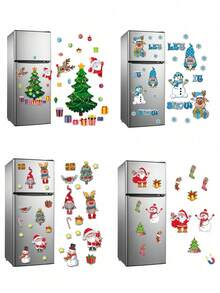 Christmas Snowman Refrigerator Stickers, Cute Children's Christmas Theme Stickers, Waterproof Santa Claus And Snowman Stickers, Fun Christmas Holiday Gift Stickers, Suitable For Girls And Boys, Christmas Party Gift Supplies, Baby Showers, Baby Party Decorations, Gender Reveal Decorations