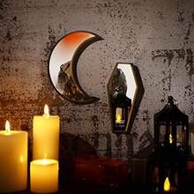 2 Pieces Tiny Coffin Moon Mirror Cute Goth Room Decor Spooky Gothic Decorative Mirror Rustic Black Wall Decor WallMounted For Halloween Indoor Decoration6 Inches - Như Pic - Xem 4