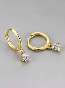 1 Pair Cubic Zirconia Dangle Earrings, Luxurious Daily Decor & Party Wear, Gift For Holidays