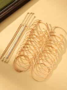 20/10/2pcs Stackable Vintage Coin Style Fashion Simple Elegant Delicate Retro Design Flower Twist Knot Heart Ribbon Floral Geometric Minimalist Smooth Wide Chunky Bangle Bracelets Multi-Piece Set, Suitable For Holiday, Party, Date, Gift, Daily Wear (Random Delivery)