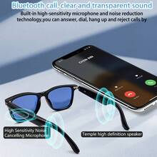 SENBONO Multi-Funktionale Drahtlose Smarte Brille Kopfhörer, Premium Blaulichtfilternde Smarte Brille mit Eingebautem Lautsprecher, Sprachassistent, HD Linse, Modische Smarte Brille, Sportliches Design, Geeignet für Innen- und Außenbereich