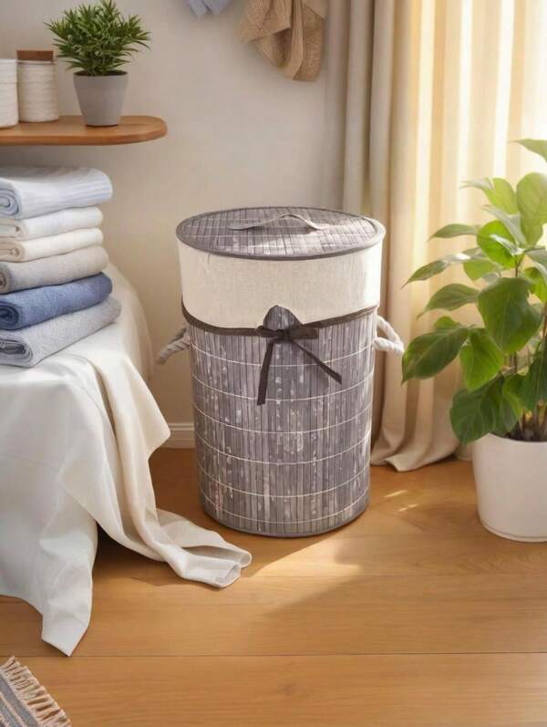 Panier à linge, panier à linge en bambou avec couvercle, panier à linge pliable avec poignées, panier multifonction pour la maison - 3 tailles disponibles, idéal pour le rangement et l'organisation de la maison dans la chambre, la salle de bain, le dortoir et la buanderie.