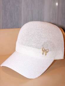 1 件和纸蝴蝶结装饰棒球帽，纯色，韩版，时尚百搭，女士夏季，透气 - 彩色 - 查看 17