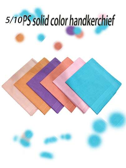 5/10pcs Random Candy Color Handkerchiefs For Women, Elegant Solid Color Vintage Soft Absorbent Large Handkerchiefs, Suitable For Birthday, Mother's Day, Christmas Gifts, Machine Washable