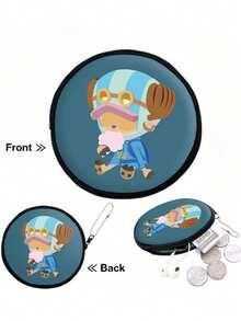 Ein Stück Geldbeutel mit rundem Design und Animation Muster, reißverschlusshaltige Kopfhörertasche für Jungen und Mädchen Studenten, leicht und kompakt, kreisförmiges Design, Urlaubsgeschenk, Geburtstaggeschenk, Weihnachtsgeschenk, Urlaubsreise und tragbarer Münzbeutel für den täglichen Einkauf