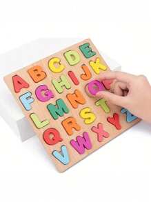 Un nuevo conjunto de juguetes de rompecabezas de madera para niños, que incluye números y letras, juguete educativo, como regalo para niños, manta con números y alfabeto, bloques de rompecabezas con ABC, alfabeto de madera, alfabeto árabe, micrófono para niños
