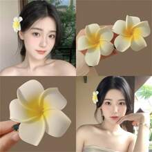 4 Stück Chrysanthemen Blumen Haarspangen Set für Frauen, dekorative Haarclips für Pony und Seitenhaar, Strand Fotoshooting Haaraccessoires