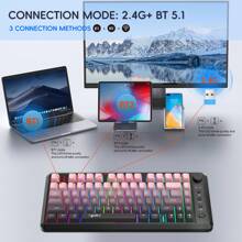 HXSJ L400 Three-Mode Bluetooth Wireless Membrane Keyboard, Gradient Ball Cap 81 Keyboard, Charging Test, Colorful Compact Office Gaming Keyboard