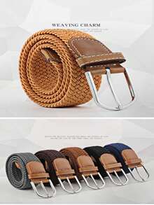 1pc 26-Color 3-Size Elastic Woven Belt (Width 3.3CM, Length 107-130CM), Fashion Sports Belt For Men