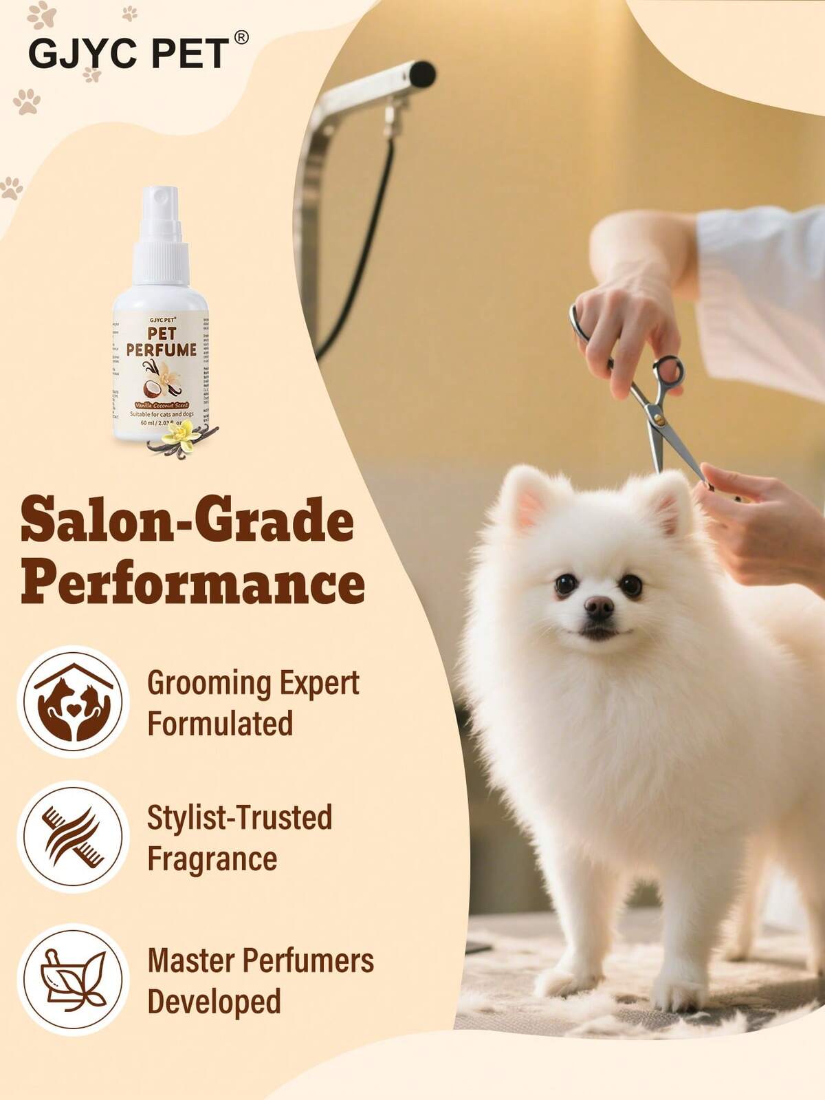 GJYC PET Parfum pour animaux de compagnie pour chiens et chats | 2,03 oz liq, fragrance longue durée, formule approuvée par les vétérinaires | Spray désodorisant multi-parfums 7