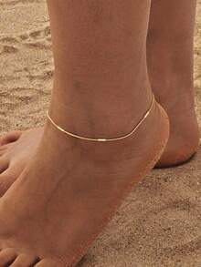 1 件不锈钢极细链条脚链女士海滩度假风格珠宝