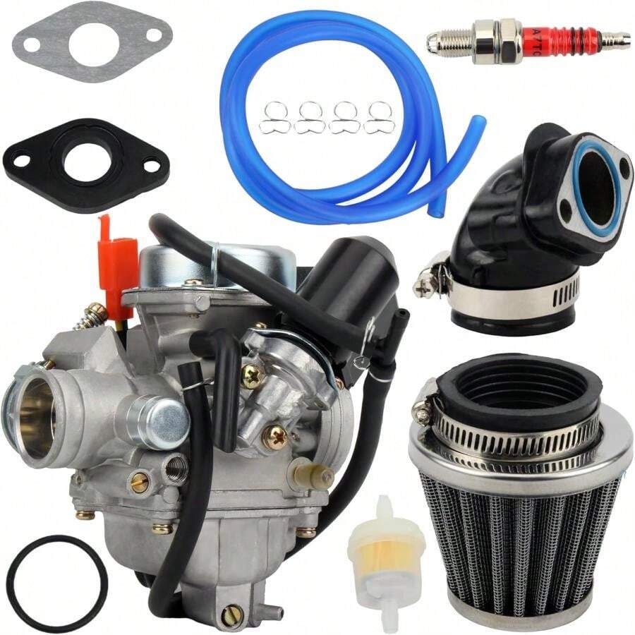 PowerMotor PD24J Carburetor For 4-Stroke GY6 125cc 150cc ATV Go Karts Scooter Mopeds QMJ_QMI157 QMJ_QMI152 - Manifold Intake Diameter 24mm PD24J Carb - Carburetor Kit 02 - View 1