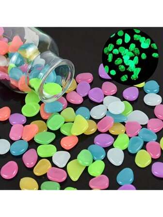 50/100/200/1000 pièces de pierres lumineuses multicolores qui brillent dans le noir, utilisées comme galets décoratifs luminescents pour les jardins, les trottoirs, les plantes d'intérieur, les parcs et les aquariums