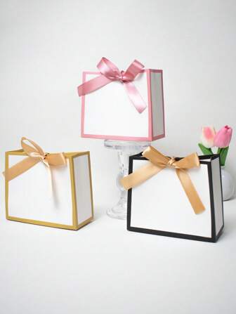 12pcs Elegant Gift Bags With Ribbon, Bow Decor Gift Bags, Gift Tote Bags, 5.51 X 2.36 X 4.72inch, Paper Gift Bags Ideal For Birthday, Valentine's Day, Mother's Day, Graduation, Wedding Favors, Parties, Crafts, Gift Giving, Small Business Supplies, Premium Gift Bags, Summer Wedding, New Year, Youngsters Shower, And Jewelry Storage And Party Packaging, Best Gift Bags For Family And Friends