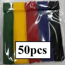 50-Pieces Reusable Nylon Hook And Loop Straps - Durable, Soft Self-Adhesive Tape Organizer For Everyday Office Use - 彩色 - 查看 5
