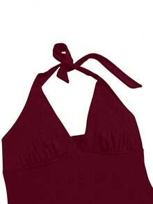 优雅时尚深V领无袖迷你连衣裙，全新夏季设计