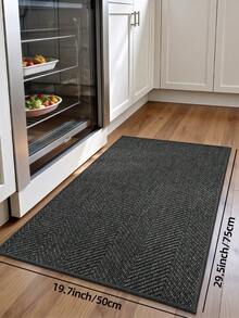 1 pieza Felpudo de tela de poliéster con textura tejida, diseño minimalista de dos tonos, patrón tejido moderno y elegante, fácil de limpiar, duradero, resistente al polvo, adecuado para la entrada - Gris Oscuro - Ver 18