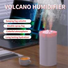 600mL Mini Air Humidifier Silent 7 Color Luminous Bonfire USB Dual Jet Essential Oil Aromatherapy Spray Purify Office Home Bedroom